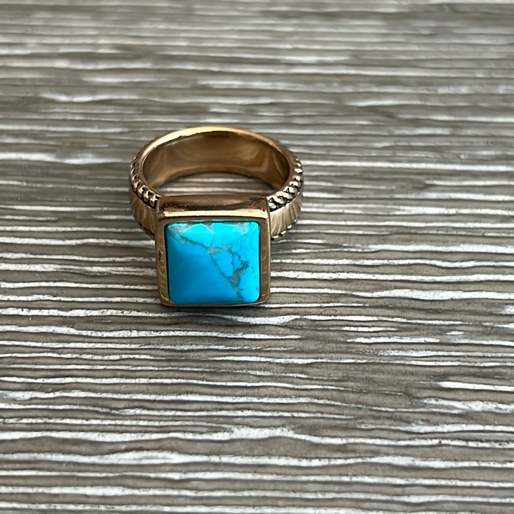 Barse Blue Turquoise Statement Ring - image 1